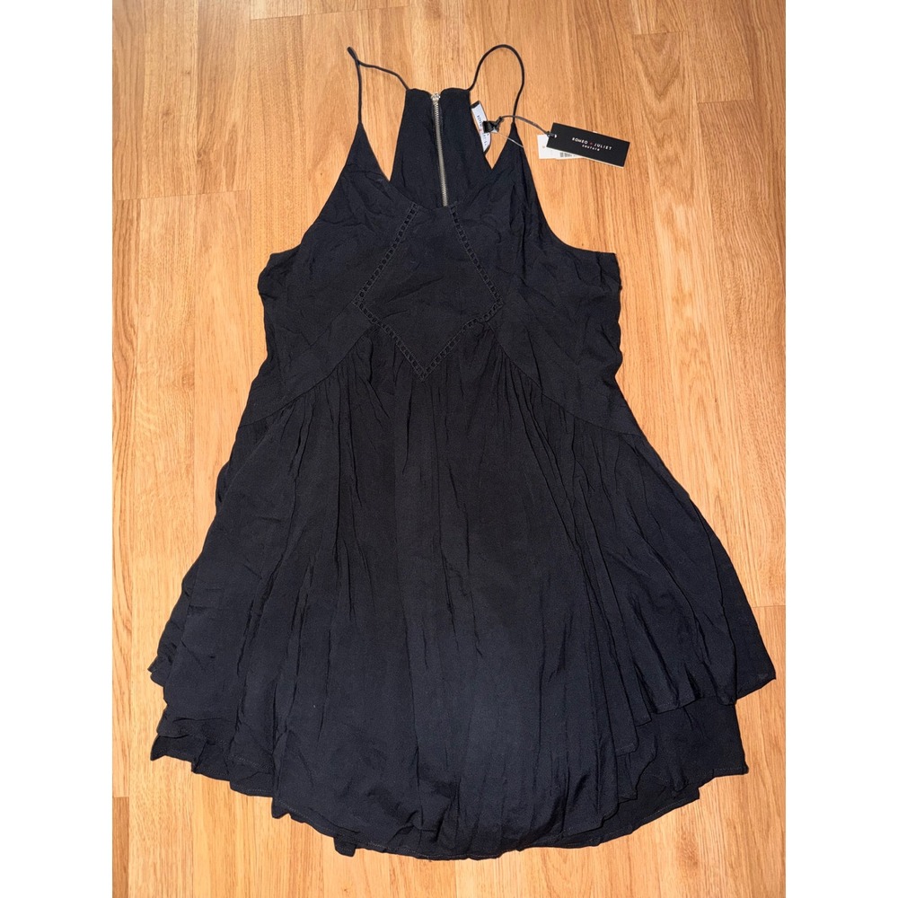 Romeo + Juliet Couture Black Mini Dress Lace Detail Racerback NWT RJRLEL1258S - Picture 2 of 4